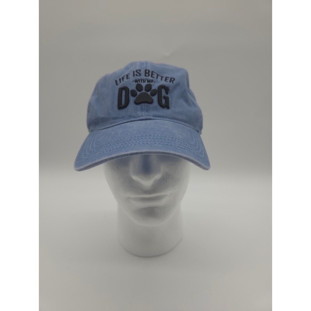 David and Young Baseball Cap OS Blue Women Life is Better With My Dog Embroidery